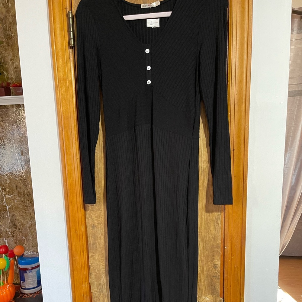 Long sleeve maxi dress with shirt slip